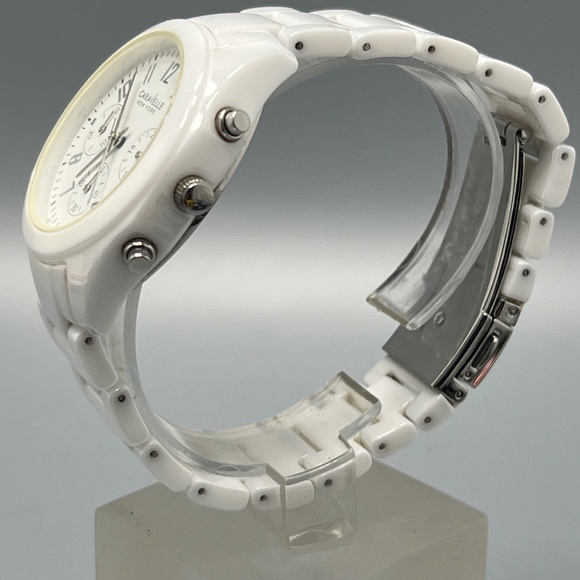 Caravelle New York by Bulova Women\'s Chronograph White Ceramic Bracelet Watch